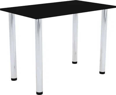 Image de AKKE Table de cuisine noire avec pieds chromés LxlxH : 100x60x74 cm
