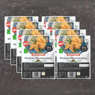 Produktbild von Bürger - Protein-Maultaschen mit Schwarzwaldmilch Quark, 8 x 300 g Beutel