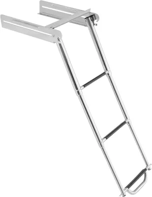 Produktbild von Bootstreppe aus Edelstahl ausziehbar, 3 Stufen Pooltreppe Silber | Poolleiter bis 300 kg, Ausstiegsleiter für Boote, Klappbar Poolleitern, Robuste Pedale