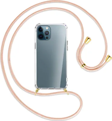 Produktbild von Handykette Backcover-Schutzhülle mit Band (Metall goldfarben) für Apple iPhone 12 Pro Max - rose peach