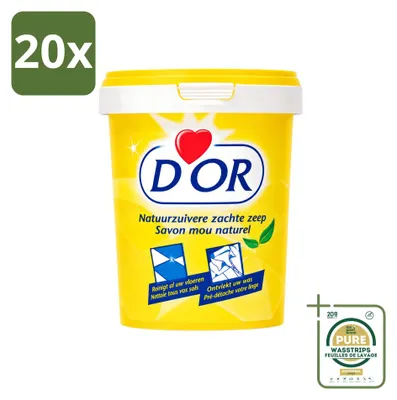 Productafbeelding van 20 x D'Or natuurlijke smeerzeep - Vast reinigingsmiddel - 1 kg - Voorraadverpakking - 20 stuks