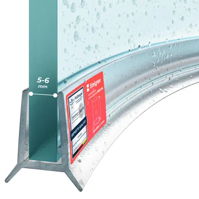 Produktbild von STEIGNER Duschtürdichtung gebogen UK24 70 cm (1 Stk.) Transparent - Duschdichtung für Runddusche oder Duschkabine Viertelkreis mit Duschtür 5-6 mm - Wasserdicht, Flexibles Material, Perfekte Passform