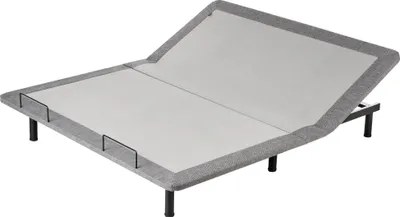 An adjustable bed frame is shown from a diagonal angle.