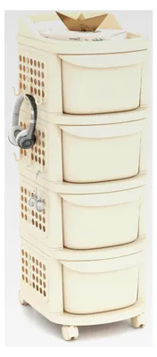 Produktbild von Schmaler Nischenschrank auf Rollen, 30 cm breites Nischenregal, Nischenwagen mit 4 Schubladen, Pegboard, Griff und 6 Haken, platzsparender Badrollwagen, Rollwagen für Badezimmer und Küche, Weiß