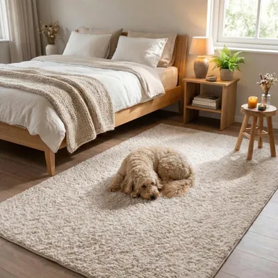 Produktbild von Volero - Flauschiger Teppich - Bobby Creme - 140x200cm - Wohnzimmer, Schlafzimmer - Modern, Skandinavisch