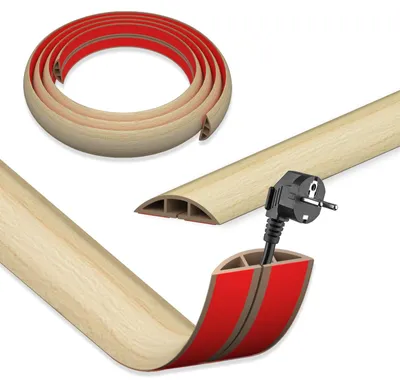 Produktbild von Selbstklebende Kabelrinne Weiß Holzoptik 5 cm x 3 m - Flexible Kabelschutz