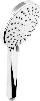Produktbild von Handdouche mit 5 Spracharten - 120 mm Durchmesser - verchromt - ECO Duschkop für Dusche und Bad / Wassersparend und antikalk.