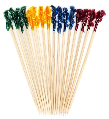 500 Bambus-Cocktailspieße mit Fransen, 6,5 cm, bunt
