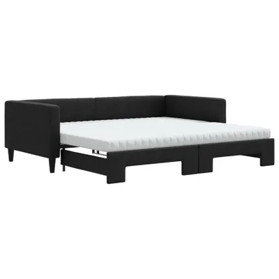 Produktbild von vidaXL Tagesbett Ausziehbar mit Matratzen Schwarz 100x200 cm Stoff
