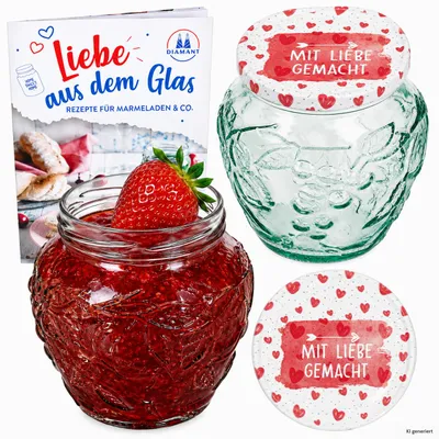 Immagine prodotto di 2 vasetti di frutta, marmellata, capacità 580 ml, con coperchio, confezione TO82
