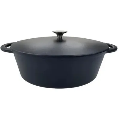 Image de Cocotte en fonte - BAUMALU - 336408 - Ovale 33 cm - Noir mat