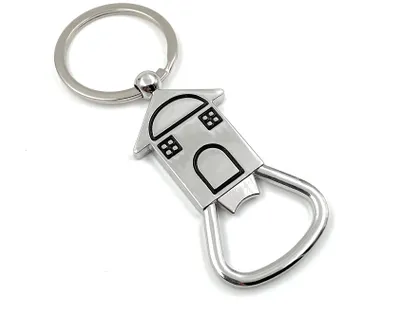 Produktbild von Onwomania Schlüsselanhänger - "Haus Flaschenöffner Bieröffner" - Metall Glücksbringer ideal als Geschenk z.B. für den besten Freund, die beste Freundin, Mama