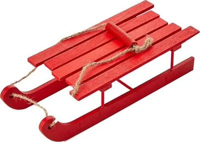 Productafbeelding van Houten Kerst Slee Decoratie voor Kerstman of Elfjes Tafeldecoratie Rood