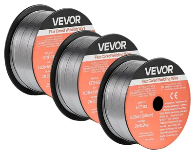 Produktbild von VEVOR Flux Core MIG-Schweißdraht, E71T-11 0,03-Zoll 2 LBS, gasloser Schweißdraht aus niedriglegiertem Stahl mit geringem Spritzer für alle Positionen des Lichtbogenschweißens, selbstabschirmend für den Außeneinsatz, 0.03 Zoll-a