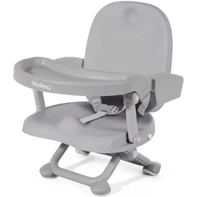 Produktbild von YOLEO Child Booster Chair, Tragbarer Hochstuhl für Baby, mit Sicherheitsgurt und abnehmbarem Tablett, Grau