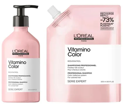 Productafbeelding van L'Oréal Professionnel - Vitamino Color Shampoo 500 ml + Refill Shampoo 500 ml - Set