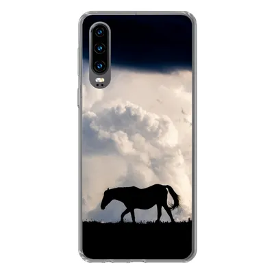 Produktbild von MuchoWow® Handyhülle Schutzhülle Hülle für Huawei P30 Pferd - Wolken - Schatten Silikon Softcase Handy Hülle - Kartenbesitzer