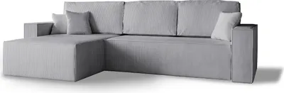 Produktbild von Ecksofa mit Schlaffunktion Amalia L - Ecksofa Cord -LINKS, Ecksofa Grau, L-Form, Schlafsofa, Ecksofas schlaffunktion Grau, Eckcouch
