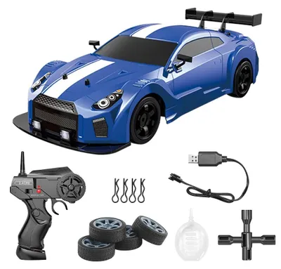 Produktbild von AE86 RC-Drift-Auto im Maßstab, ferngesteuertes 4WD-Rennauto mit 2,4-GHz-Steuerung und 7,4-V-Akku - Blau