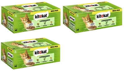 Produktbild von KITEKAT™ Multipack Portionsbeutel Landpicknick 3 Varietäten Truthahn, Kaninchen, Geflügel in Sauce 3 x 48 x 85g