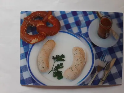 Produktbild von 3 D Ansichtskarte Weißwürste mit Brezel, Postkarte Wackelkarte Hologrammkarte, Bayern