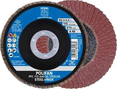 Produktbild von 1 Stück PFERD Lamellenschleifscheibe D.115mm K.A-40 Bohrung 22,23mm kon.