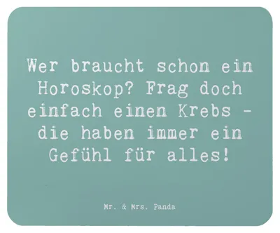 Produktbild von Mr. & Mrs. Panda Mauspad Spruch Krebs Gefühl - Meeresbrise - Geschenk, mausteppich, Geschenke Sternzeichen, Astrologie, Horoskop, Einfühlungsvermögen, computer mousepad