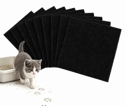 Imagen del producto de Filtros de carbón activado para areneros de gatos, 10 unidades, de uso universal, para el control de olores