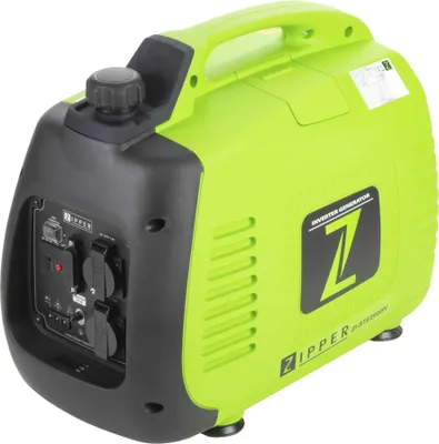 A green and black inverter generator is shown from a three-quarter angle against a white background.
