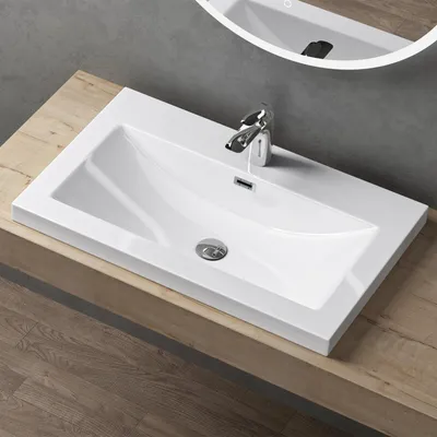 Produktbild von doporro Waschbecken Einbauwaschbecken aus mineralguss in weiß |BTH: 76,5x48x13 cm| Waschtisch Waschplatz| Col01