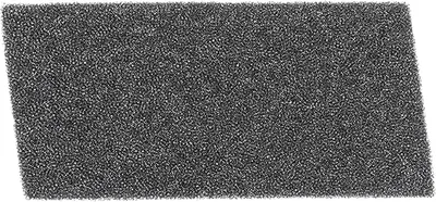 A dark gray foam filter is shown against a white background.