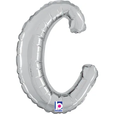 Produktbild von ABC14 Folienballon Buchstabe Skript Silber | C 36 cm