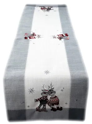 Produktbild von Tischdecke Tischläufer Stickerei lustiger Elch Weihnachten 40 x 140 cm