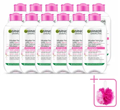 Produktbild von 12 x Garnier SkinActive Mizellen-Reinigungswasser für empfindliche Haut 200 ml - Sparpackung - 12 Stücke