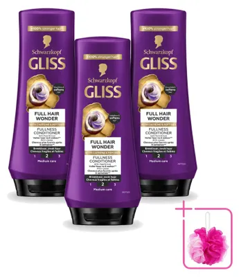 Productafbeelding van 3 x Gliss Full Hair Wonder Conditioner - 200 ml - Voordeelverpakking - 3 stuks
