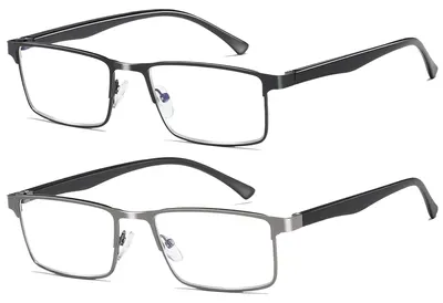 Produktbild von Fsread 2er-Pack Lesebrille Herren, Metallrahmen, Blaulichtfilter +2.75 – Schwarz,grau, Größe 2.75 Dioptres