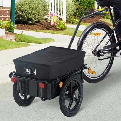 Productafbeelding van Sweiko aanhanger voor bagage, fietsanhanger, afneembare mand, universele koppeling, tot 40 kg, staal, zwart, 144 x 59 x 80 cm