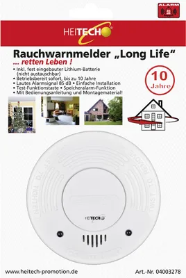 Obrázek produktu pro HEITECH Rauchmelder Long life inkl. Lithium Batterie 85dB