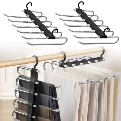 Immagine prodotto di Appendiabiti per pantaloni - 6 pantaloni - Acciaio inossidabile - Estraibile - Per armadio