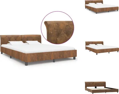Produktbild von vidaXL Bettgestell Braun Wildleder-Optik 160 x 200 cm -  Betten & Bettgestelle