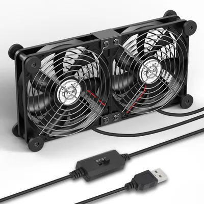Productafbeelding van OTraki USB-ventilator, 140 mm, dubbele ventilator, 3 snelheden, stille computerventilator