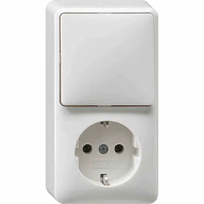 Produktbild von GIRA 017613 Kombi Aus-Wechsel/SCHUKO senkrecht AP Reinweiß