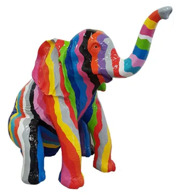Immagine prodotto di Figure di elefanti colorati statue scultura elefante figura in plastica 140 cm statua