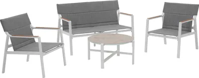 Image de Salon de jardin 4 places en aluminium blanc - Oviala Leki