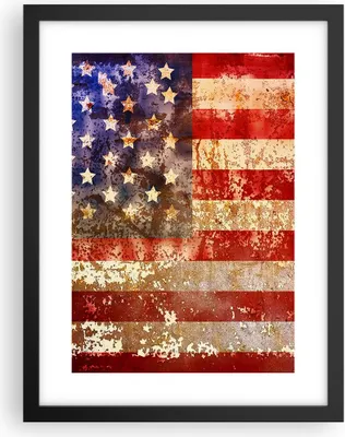 Produktbild von Gerahmtes Poster - Schwarzer Rahmen - Amerika Flagge national patriotisch - 30x40 cm - Wand Bild - Wanddeko - Wandbilder - Wandposter - Bilderrahmen - Bilder - Kunstdruck - Wandbild - P2BPA30x40-3084