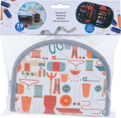 Produktbild von JUNG Nähgarn Set mit Tasche Weiß Leicht Kompakt 39 Teile Nähset Haushalt Reisen Faden Nadeln Schere Knöpfe Reparatur Handarbeit DIY Tragbar