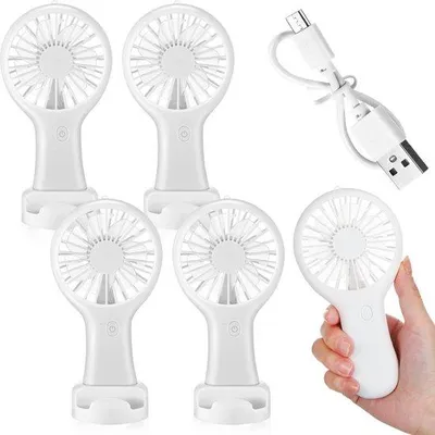 Image de Petits ventilateurs USB silencieux, lot de 4, avec câble et socle de fixation, blancs