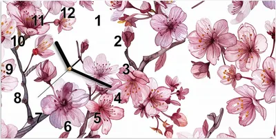 Produktbild von Wanduhr aus Glas mit Motiv Blütenmeer- 60 x 30 cm - inkl. Aufhängesystem