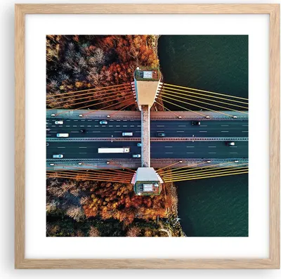 Produktbild von Gerahmtes Poster - Rahmen in heller Eiche - Brücke Siekierkowski Warschau - 40x40 cm - Wand Bild - Wanddeko - Wandbilder - Kunstposter - Wandposter - Bilderrahmen - Bilder - P2NAC40x40-4663