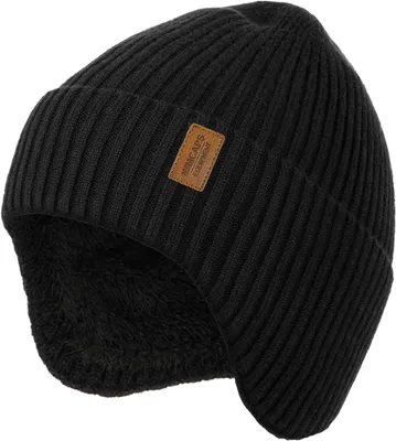 Produktbild von Wintermütze für Herren – Strickmütze mit Fleece-Futter und Ohrenschutz – winddicht und warm